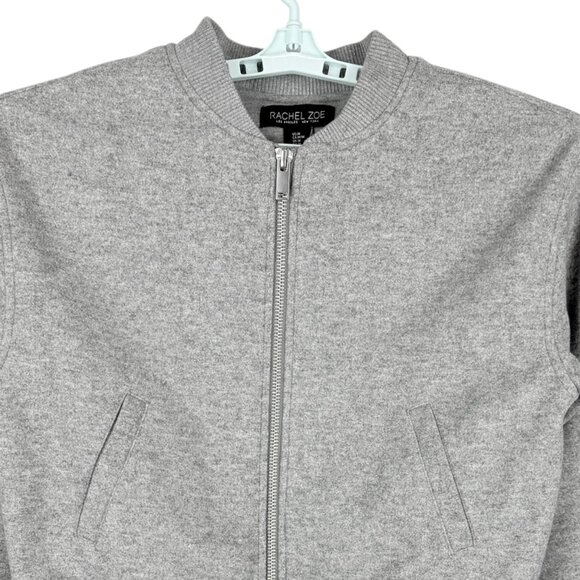 Rachel Zoe Women's Lined Ribbed Cuff/Hem Full Zip Gray Bomber Jacket Size M NWOT - Picture 3 of 10